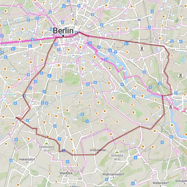 Map miniature of "Berlin Gravel Loop" cycling inspiration in Berlin, Germany. Generated by Tarmacs.app cycling route planner