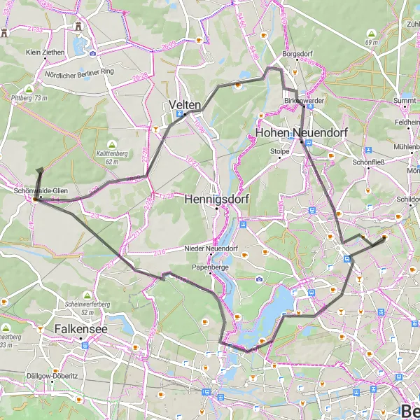 Karten-Miniaturansicht der Radinspiration "Von Lübars zum Aussichtspunkt Charow" in Berlin, Germany. Erstellt vom Tarmacs.app-Routenplaner für Radtouren
