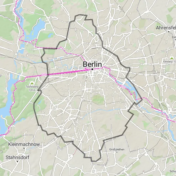 Map miniature of "Berlin City Breakaway" cycling inspiration in Berlin, Germany. Generated by Tarmacs.app cycling route planner