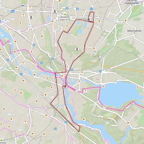 Map miniature of "Gravel Adventure to Berliner Balkon" cycling inspiration in Berlin, Germany. Generated by Tarmacs.app cycling route planner