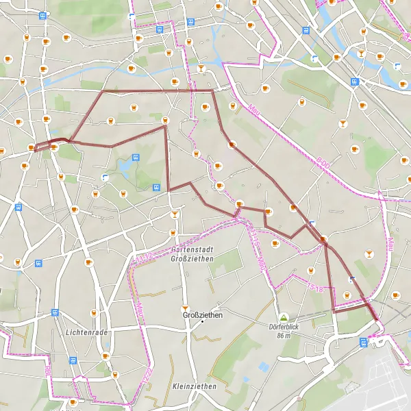 Karten-Miniaturansicht der Radinspiration "Gravel-Route zum Britzer Garten" in Berlin, Germany. Erstellt vom Tarmacs.app-Routenplaner für Radtouren