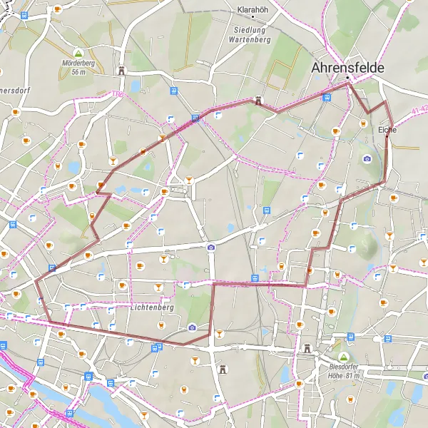Map miniature of "Marzahn Gravel Adventure" cycling inspiration in Berlin, Germany. Generated by Tarmacs.app cycling route planner