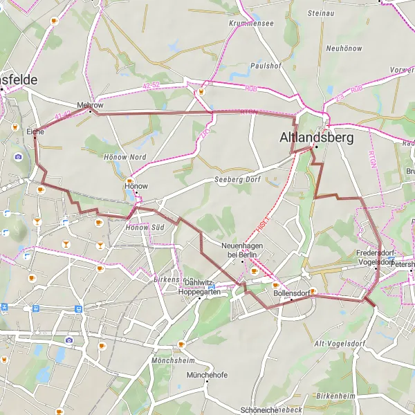 Map miniature of "Altlandsberg Loop" cycling inspiration in Berlin, Germany. Generated by Tarmacs.app cycling route planner