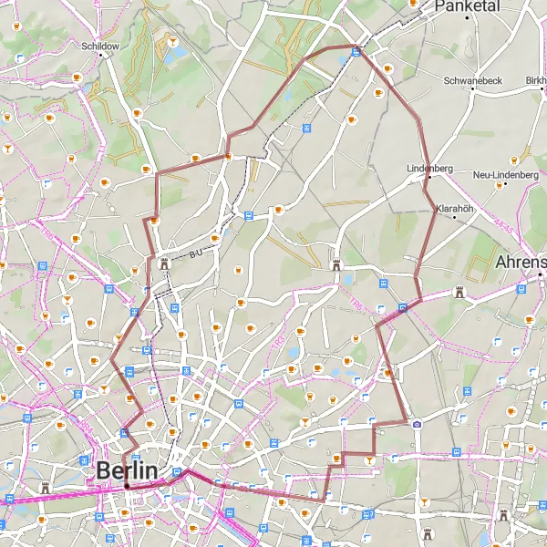 Karten-Miniaturansicht der Radinspiration "Bunkerberge und mehr" in Berlin, Germany. Erstellt vom Tarmacs.app-Routenplaner für Radtouren