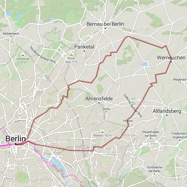 Karten-Miniaturansicht der Radinspiration "Rund um Berlin - Natur und Geschichte entdecken" in Berlin, Germany. Erstellt vom Tarmacs.app-Routenplaner für Radtouren