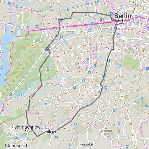 Map miniature of "Berlin Road Tour" cycling inspiration in Berlin, Germany. Generated by Tarmacs.app cycling route planner