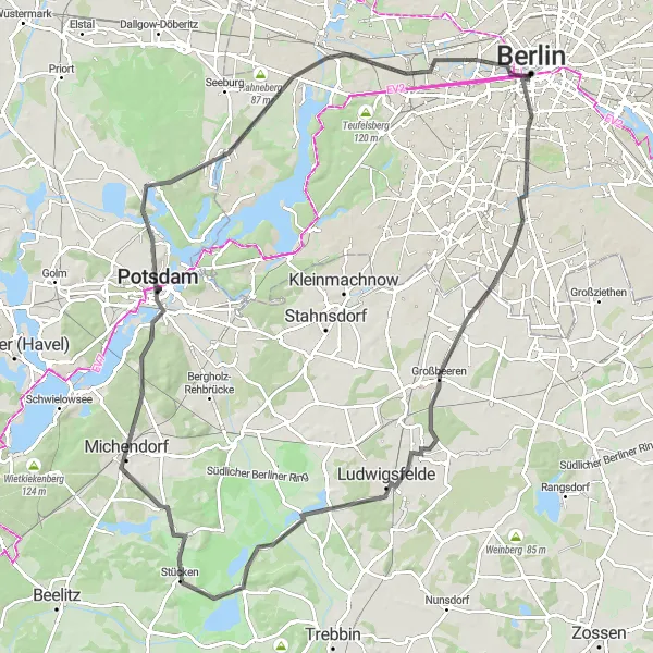 Map miniature of "Berlin Ultimate Road Challenge" cycling inspiration in Berlin, Germany. Generated by Tarmacs.app cycling route planner