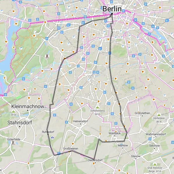 Map miniature of "Berlin Road Adventure" cycling inspiration in Berlin, Germany. Generated by Tarmacs.app cycling route planner