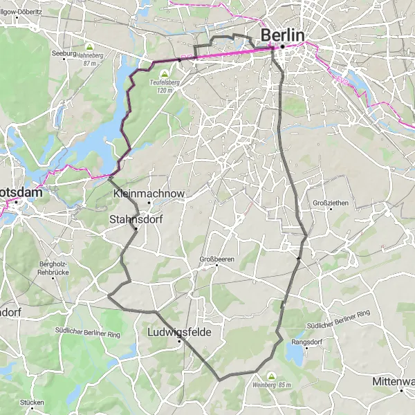 Map miniature of "Berlin Historical Road Ride" cycling inspiration in Berlin, Germany. Generated by Tarmacs.app cycling route planner