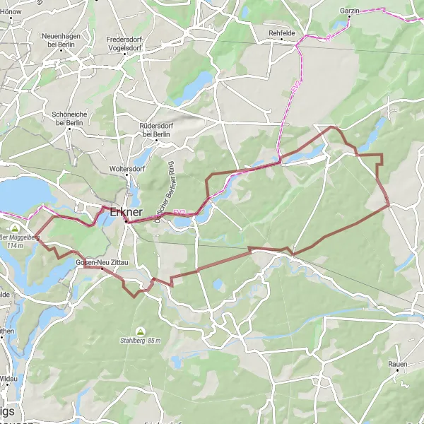 Karten-Miniaturansicht der Radinspiration "Landschaftliche Vielfalt entdecken" in Berlin, Germany. Erstellt vom Tarmacs.app-Routenplaner für Radtouren