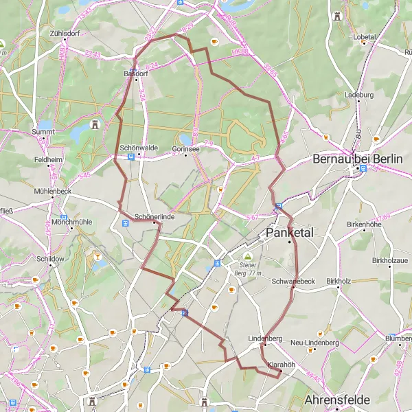 Karten-Miniaturansicht der Radinspiration "Naturerlebnis auf abenteuerlichen Wegen" in Berlin, Germany. Erstellt vom Tarmacs.app-Routenplaner für Radtouren