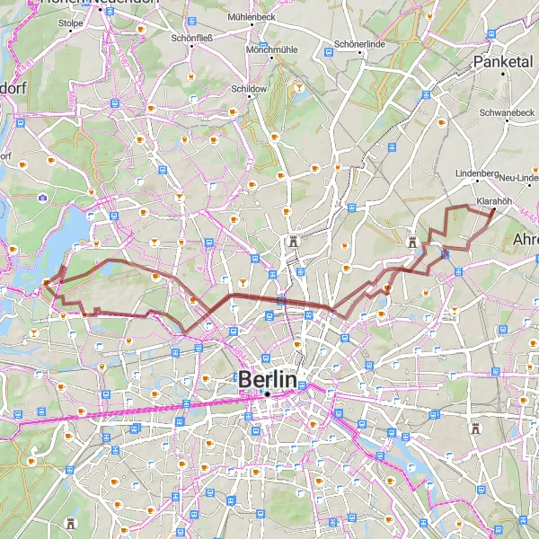 Map miniature of "Countryside Escape: Berlin Gravel Adventure" cycling inspiration in Berlin, Germany. Generated by Tarmacs.app cycling route planner