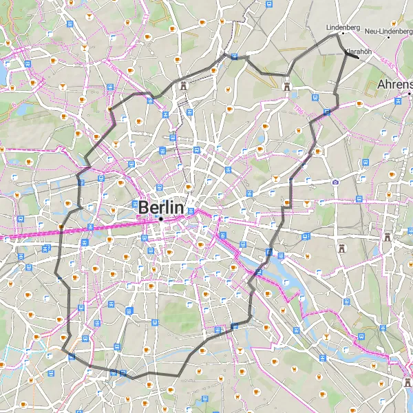 Karten-Miniaturansicht der Radinspiration "Gedenkstätten und Natur in Hohenschönhausen" in Berlin, Germany. Erstellt vom Tarmacs.app-Routenplaner für Radtouren