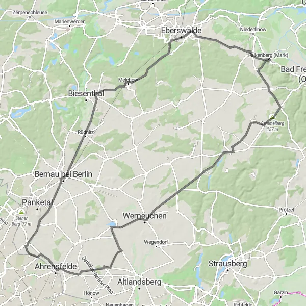 Map miniature of "Castles and Scenic Views" cycling inspiration in Berlin, Germany. Generated by Tarmacs.app cycling route planner