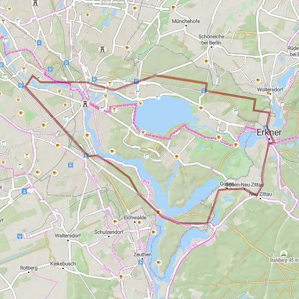Map miniature of "Berlin Gravel Loop" cycling inspiration in Berlin, Germany. Generated by Tarmacs.app cycling route planner