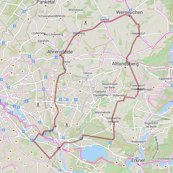 Map miniature of "Berlin Gravel Adventure" cycling inspiration in Berlin, Germany. Generated by Tarmacs.app cycling route planner