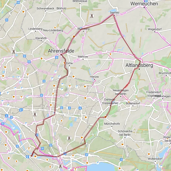 Map miniature of "Gravel Adventure to Altlandsberg" cycling inspiration in Berlin, Germany. Generated by Tarmacs.app cycling route planner