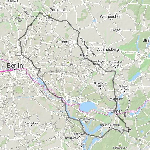 Karten-Miniaturansicht der Radinspiration "Panorama-Tour durch Brandenburg" in Berlin, Germany. Erstellt vom Tarmacs.app-Routenplaner für Radtouren