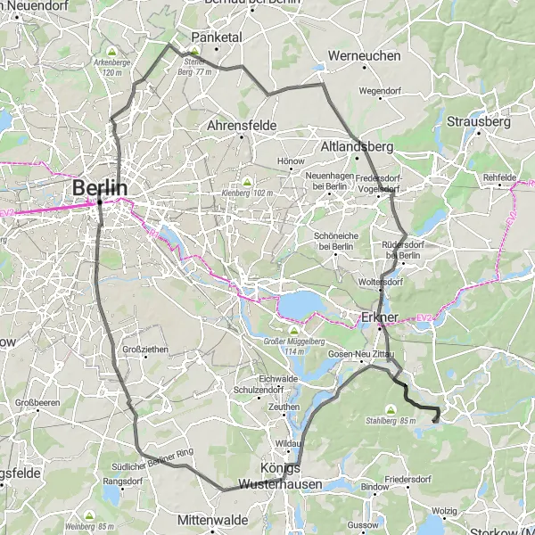Karten-Miniaturansicht der Radinspiration "Naturschönheiten um Berlin" in Berlin, Germany. Erstellt vom Tarmacs.app-Routenplaner für Radtouren