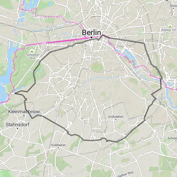 Map miniature of "Roads of Berlin" cycling inspiration in Berlin, Germany. Generated by Tarmacs.app cycling route planner