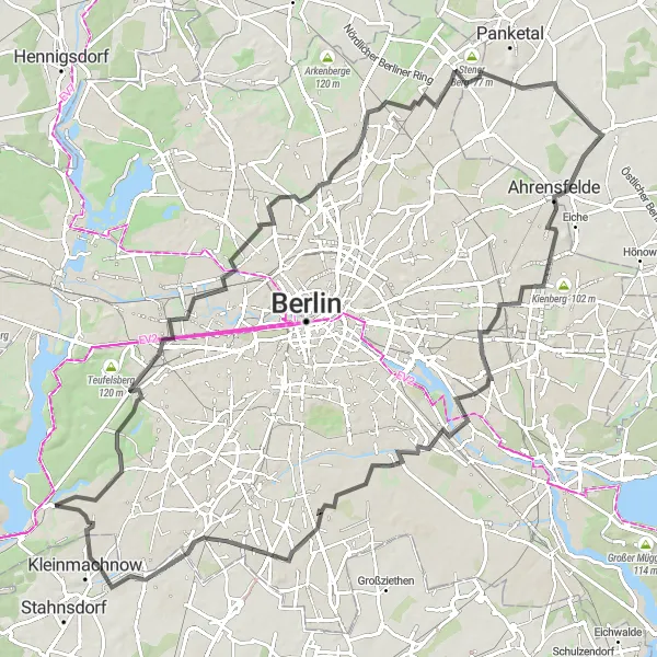 Map miniature of "Grunewald and Balkon Berlins Road Route" cycling inspiration in Berlin, Germany. Generated by Tarmacs.app cycling route planner