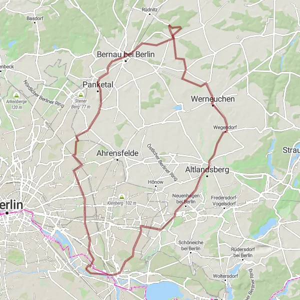 Karten-Miniaturansicht der Radinspiration "Abenteuerliche Tour durch die Natur rund um Berlin" in Berlin, Germany. Erstellt vom Tarmacs.app-Routenplaner für Radtouren