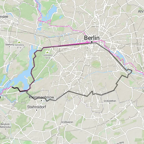 Map miniature of "Challenging Road Cycling Loop to Brommybalkon" cycling inspiration in Berlin, Germany. Generated by Tarmacs.app cycling route planner