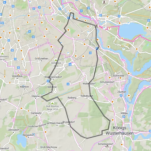 Map miniature of "Exploring Cultural Heritage in Köpenick" cycling inspiration in Berlin, Germany. Generated by Tarmacs.app cycling route planner