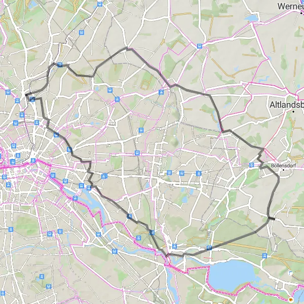 Map miniature of "Scenic Road Loop from Pankow" cycling inspiration in Berlin, Germany. Generated by Tarmacs.app cycling route planner