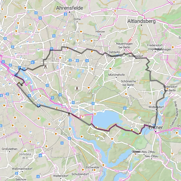 Karten-Miniaturansicht der Radinspiration "Tour durch den Osten von Berlin" in Berlin, Germany. Erstellt vom Tarmacs.app-Routenplaner für Radtouren