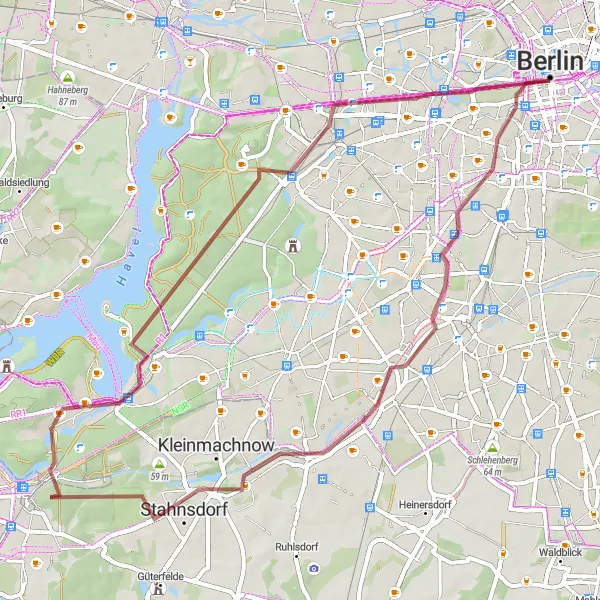 Karten-Miniaturansicht der Radinspiration "Die Reichstag und Teltow-Route" in Berlin, Germany. Erstellt vom Tarmacs.app-Routenplaner für Radtouren