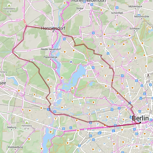 Map miniature of "The Gravel Explorer" cycling inspiration in Berlin, Germany. Generated by Tarmacs.app cycling route planner