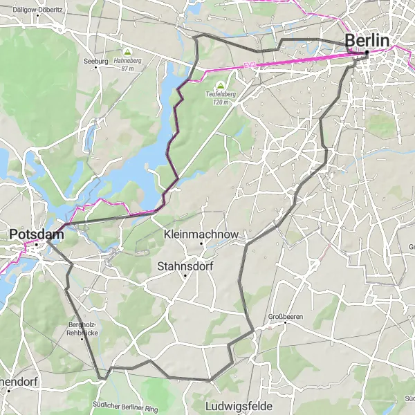 Map miniature of "Checkpoint Charlie and Berlin Landmarks" cycling inspiration in Berlin, Germany. Generated by Tarmacs.app cycling route planner