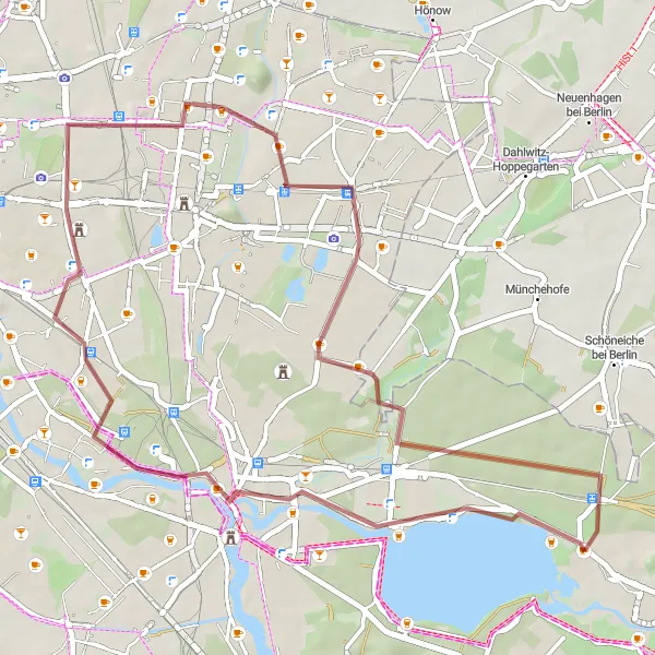 Map miniature of "Rahnsdorf to Rahnsdorf-Mühle Gravel Ride" cycling inspiration in Berlin, Germany. Generated by Tarmacs.app cycling route planner