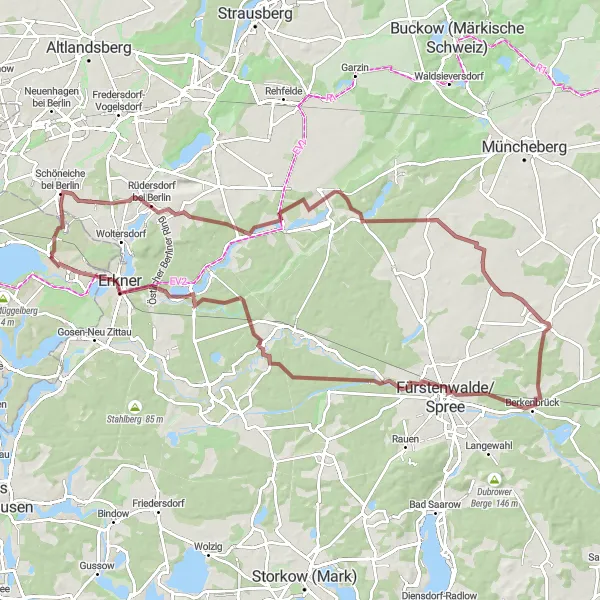 Map miniature of "Gravel Adventure Tour" cycling inspiration in Berlin, Germany. Generated by Tarmacs.app cycling route planner