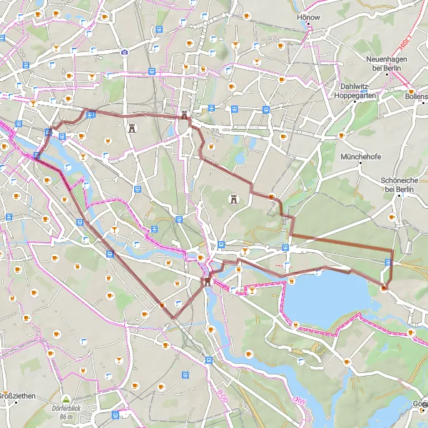 Map miniature of "Rahnsdorf to Fichtenau Gravel Ride" cycling inspiration in Berlin, Germany. Generated by Tarmacs.app cycling route planner