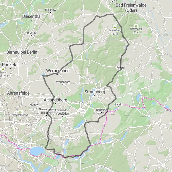 Map miniature of "Rahnsdorf to Püttberge Road Cycling Challenge" cycling inspiration in Berlin, Germany. Generated by Tarmacs.app cycling route planner