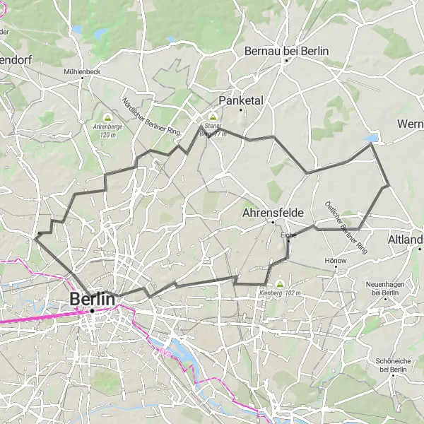 Karten-Miniaturansicht der Radinspiration "Rundfahrroute durch Reinickendorf und Umgebung" in Berlin, Germany. Erstellt vom Tarmacs.app-Routenplaner für Radtouren