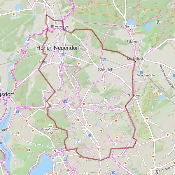 Map miniature of "Gravel Adventure" cycling inspiration in Berlin, Germany. Generated by Tarmacs.app cycling route planner