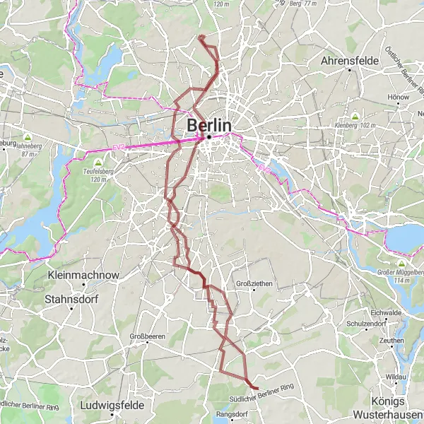 Map miniature of "Historical Route" cycling inspiration in Berlin, Germany. Generated by Tarmacs.app cycling route planner