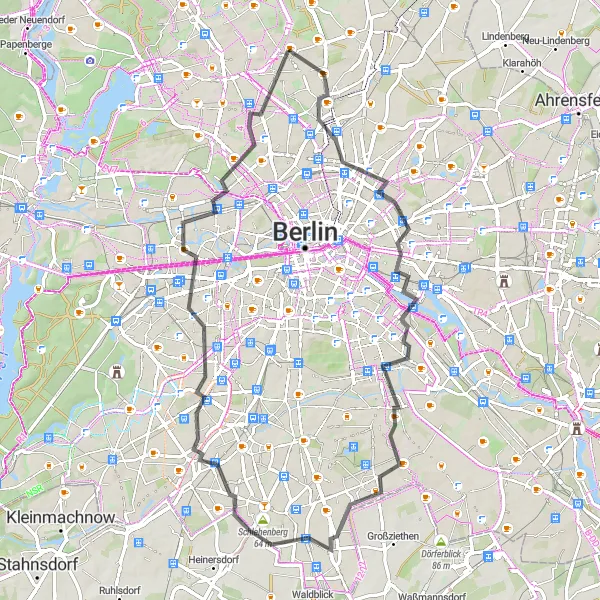 Map miniature of "Pankow and Beyond" cycling inspiration in Berlin, Germany. Generated by Tarmacs.app cycling route planner