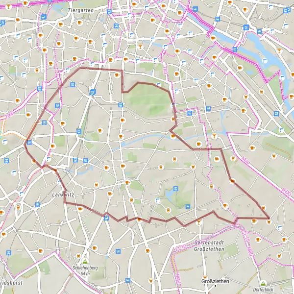 Map miniature of "Historical Landmarks and Sunset Views" cycling inspiration in Berlin, Germany. Generated by Tarmacs.app cycling route planner
