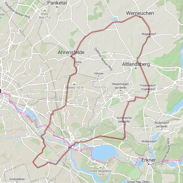 Map miniature of "Berlin Gardens and Manors" cycling inspiration in Berlin, Germany. Generated by Tarmacs.app cycling route planner