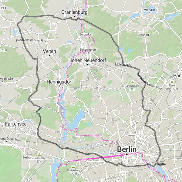 Karten-Miniaturansicht der Radinspiration "Stadt und Natur in Einklang - Eine Roadtour durch Berlin" in Berlin, Germany. Erstellt vom Tarmacs.app-Routenplaner für Radtouren