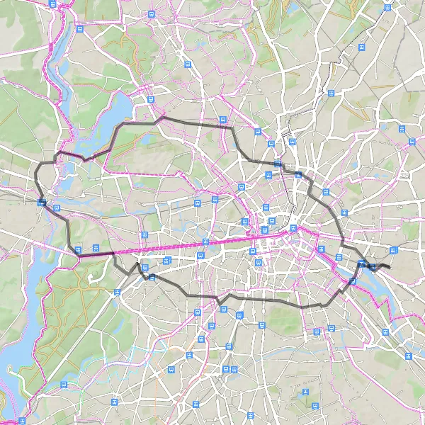 Map miniature of "Road Cycling Tour to Borsigdamm" cycling inspiration in Berlin, Germany. Generated by Tarmacs.app cycling route planner
