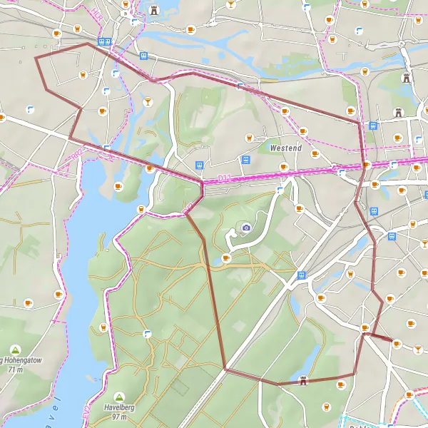Map miniature of "Grunewald Adventure" cycling inspiration in Berlin, Germany. Generated by Tarmacs.app cycling route planner