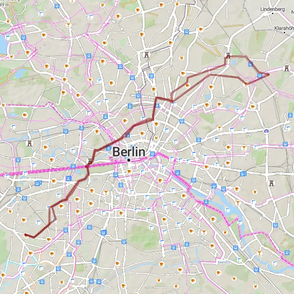 Karten-Miniaturansicht der Radinspiration "Gravel Tour um Berliner Sehenswürdigkeiten" in Berlin, Germany. Erstellt vom Tarmacs.app-Routenplaner für Radtouren