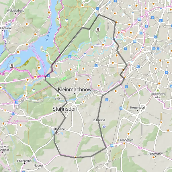 Karten-Miniaturansicht der Radinspiration "Entlang des Teltowkanals" in Berlin, Germany. Erstellt vom Tarmacs.app-Routenplaner für Radtouren
