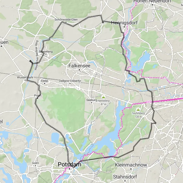 Karten-Miniaturansicht der Radinspiration "Radtour durch natürliche Landschaften und historische Städte" in Berlin, Germany. Erstellt vom Tarmacs.app-Routenplaner für Radtouren