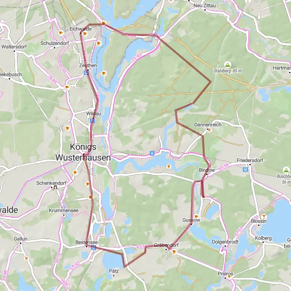 Karten-Miniaturansicht der Radinspiration "Kurze Entdeckungstour entlang der Seen und Wälder" in Berlin, Germany. Erstellt vom Tarmacs.app-Routenplaner für Radtouren
